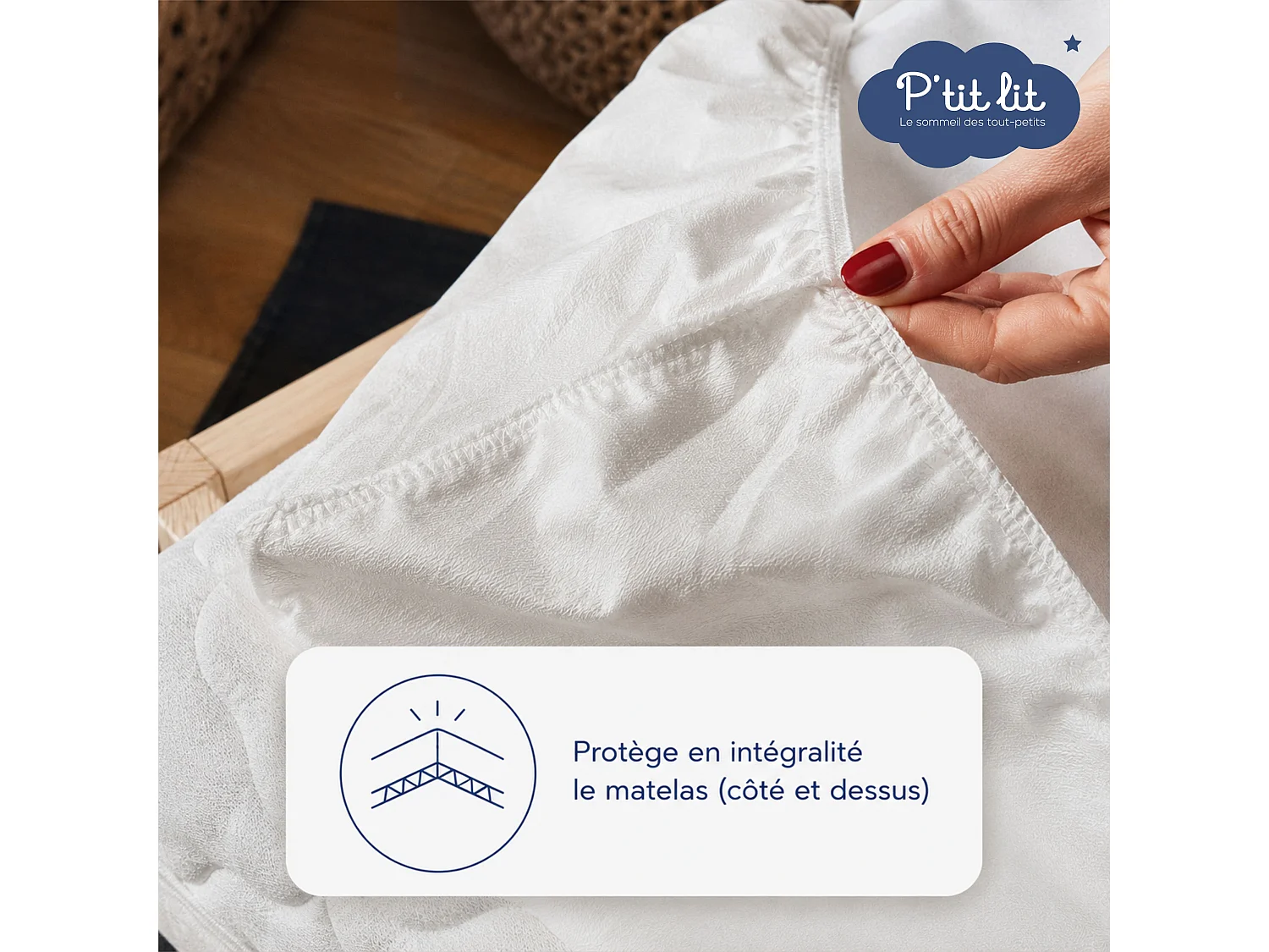 Drap housse bébé + alèse 2 en 1 coton imperméable blanc 70x140 cm