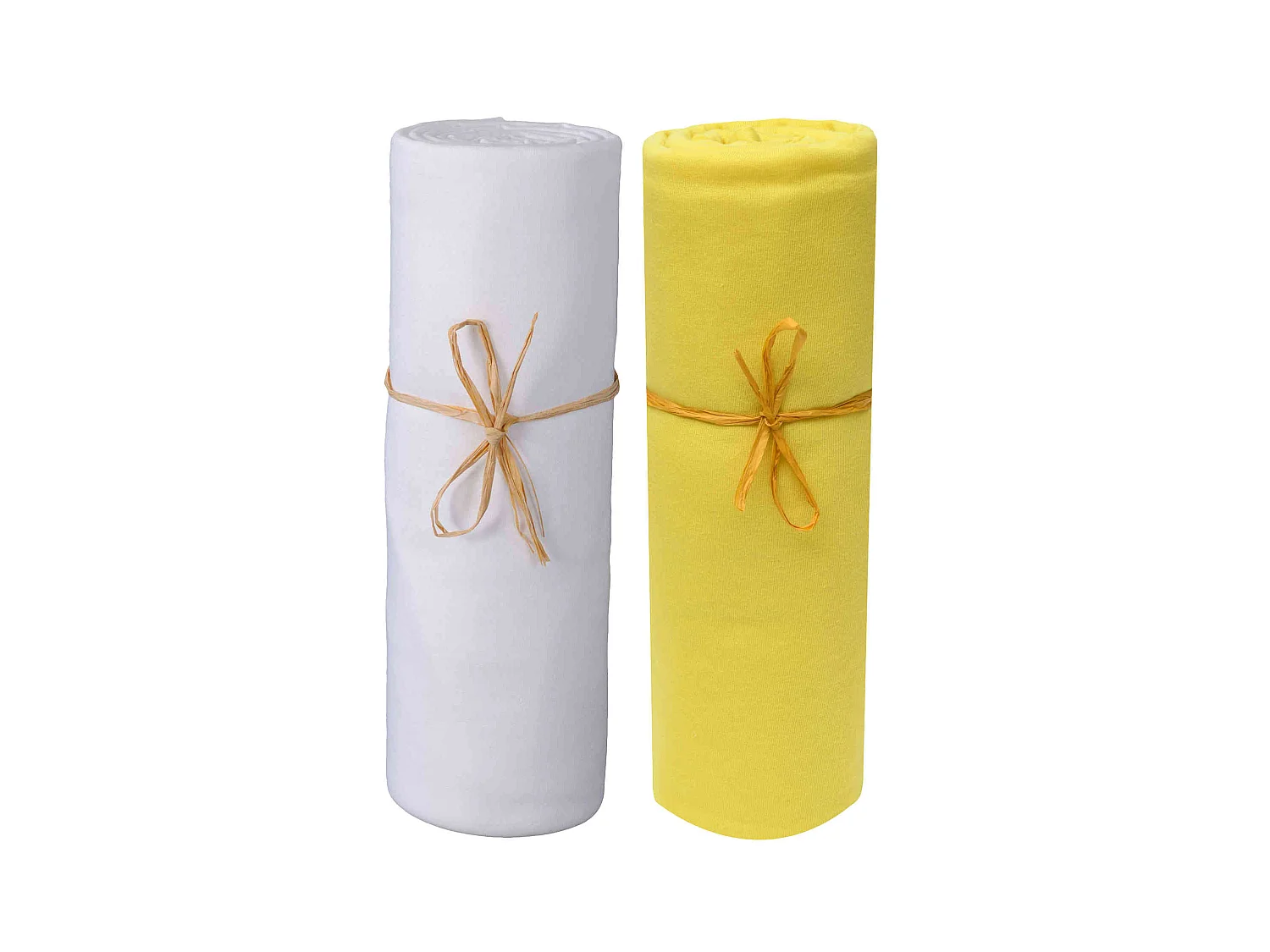 Lot de 2 draps housses bébé jersey bio blanc et jaune or 60x120
