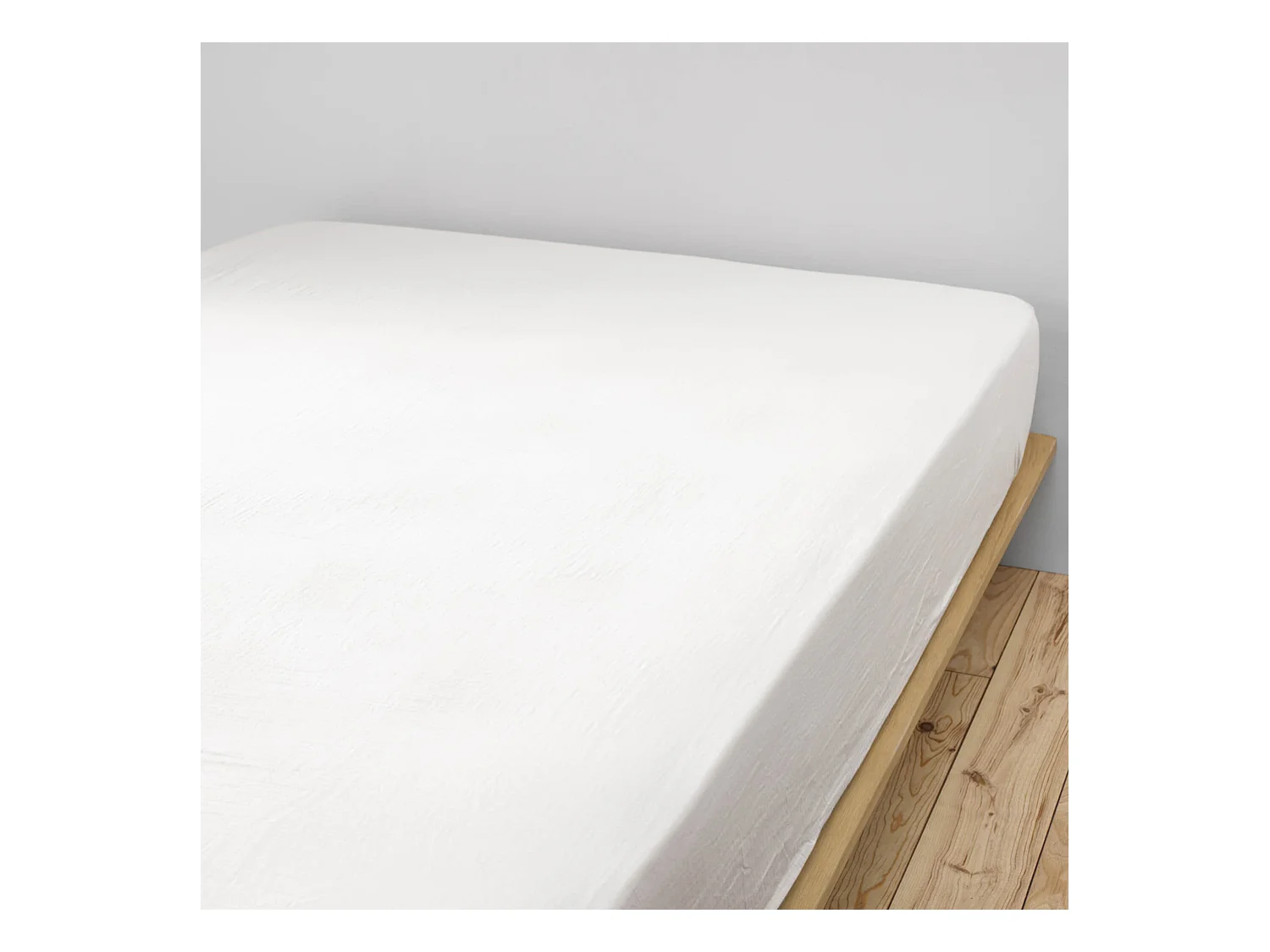Drap housse double gaze de coton blanc 90x190