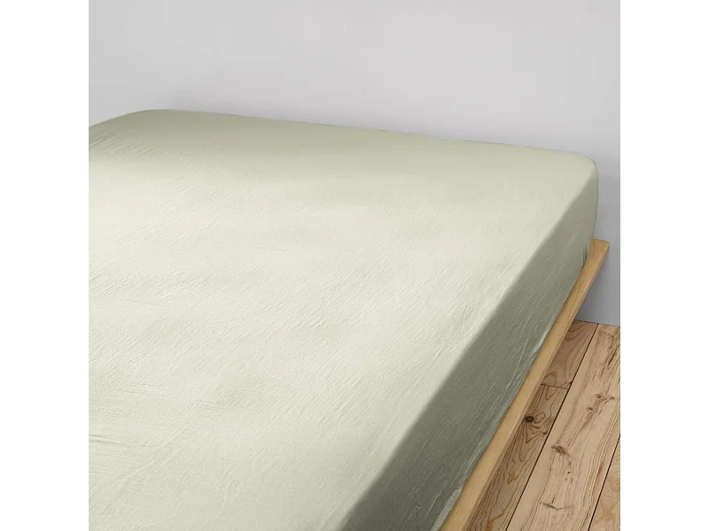 Drap housse double gaze de coton vert d'eau 180x200 cm