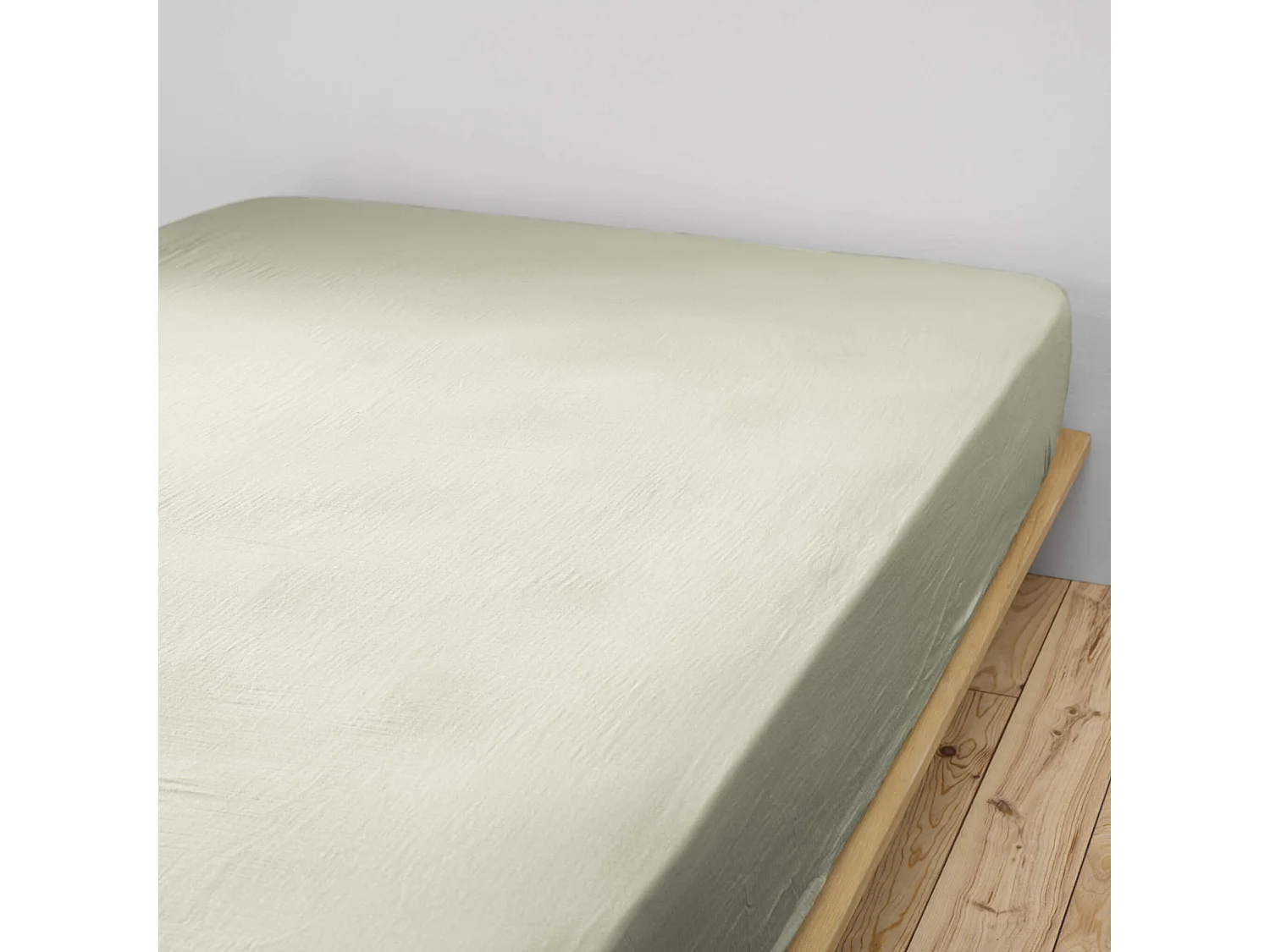 Drap housse double gaze de coton vert d'eau 180x200 cm