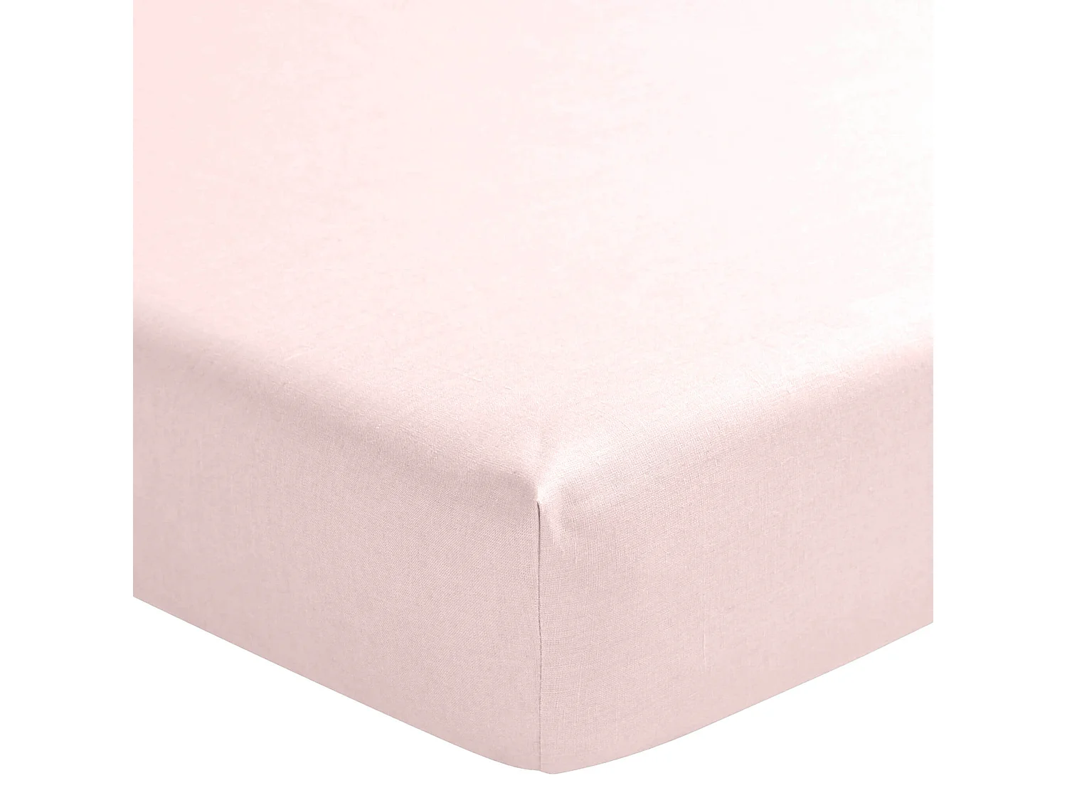 Drap housse rose aube 100% lin bonnet 30 cm 120x200 cm
