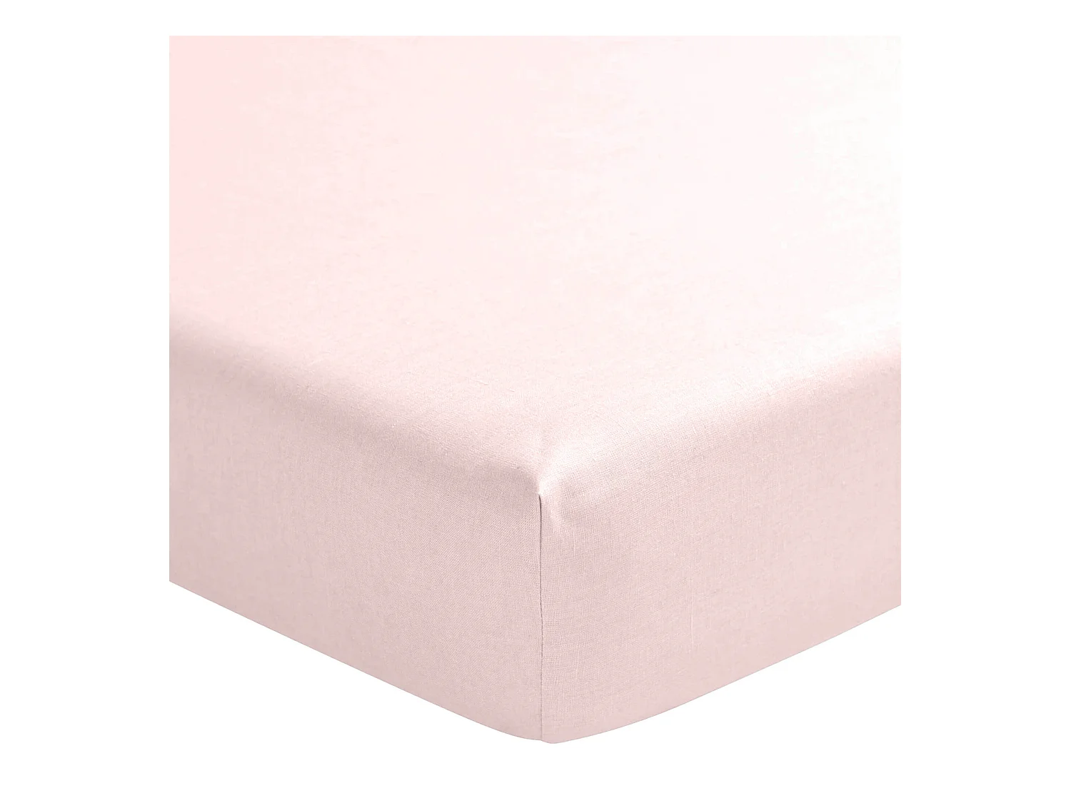 Drap housse rose aube 100% lin bonnet 30 cm 120x200 cm