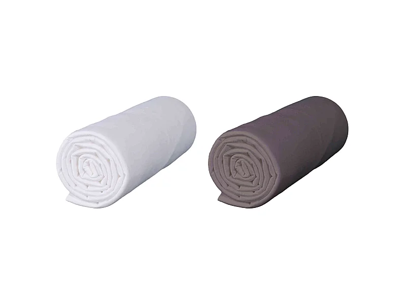 Lot de 2 draps housses bébé jersey bio blanc et taupe 70x140  cm