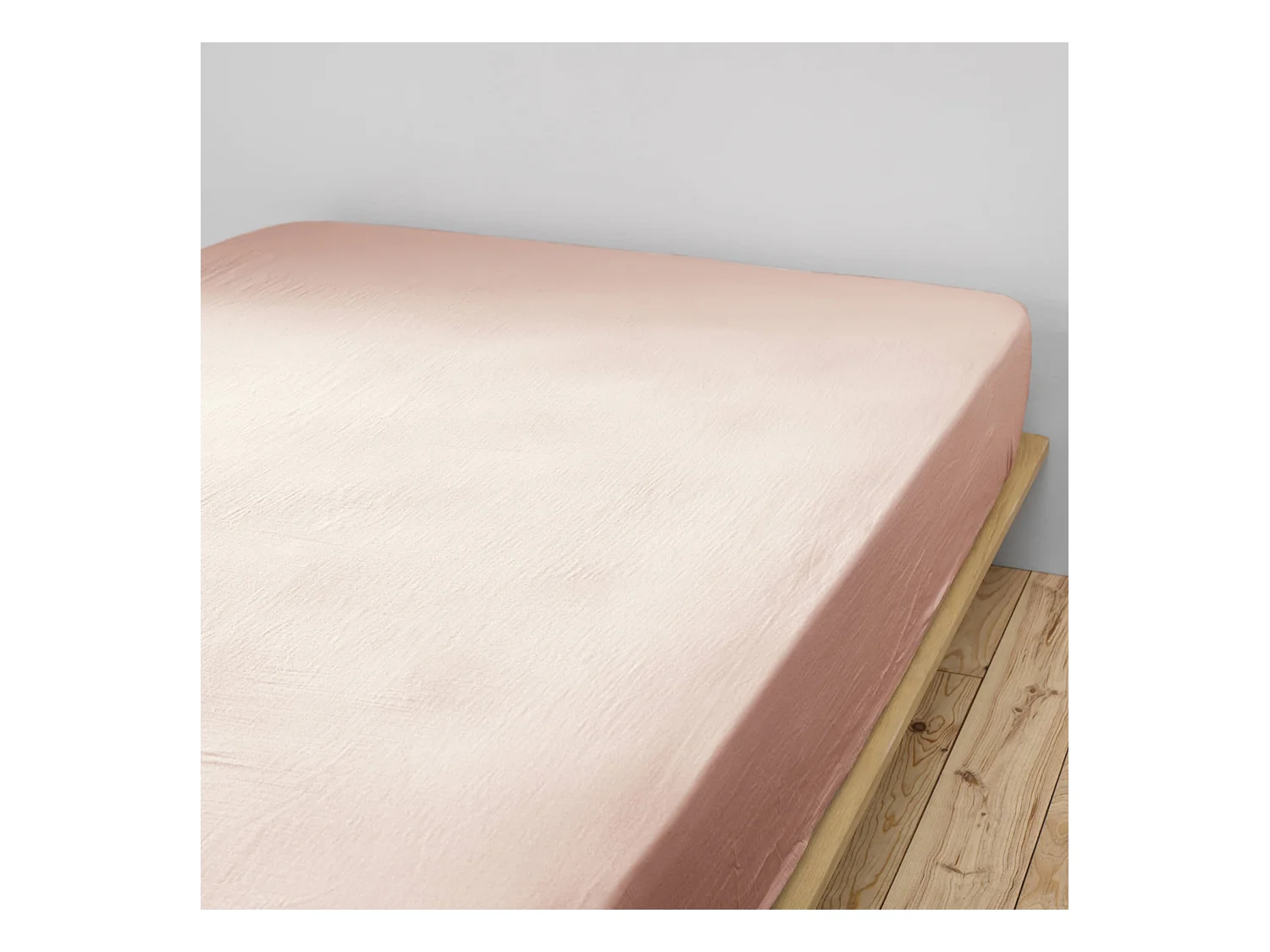 Drap housse double gaze de coton rose pâle 90x190