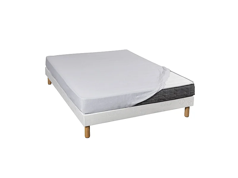 Drap housse jersey gris bonnet 30 cm 90x190/200 100% coton biologique