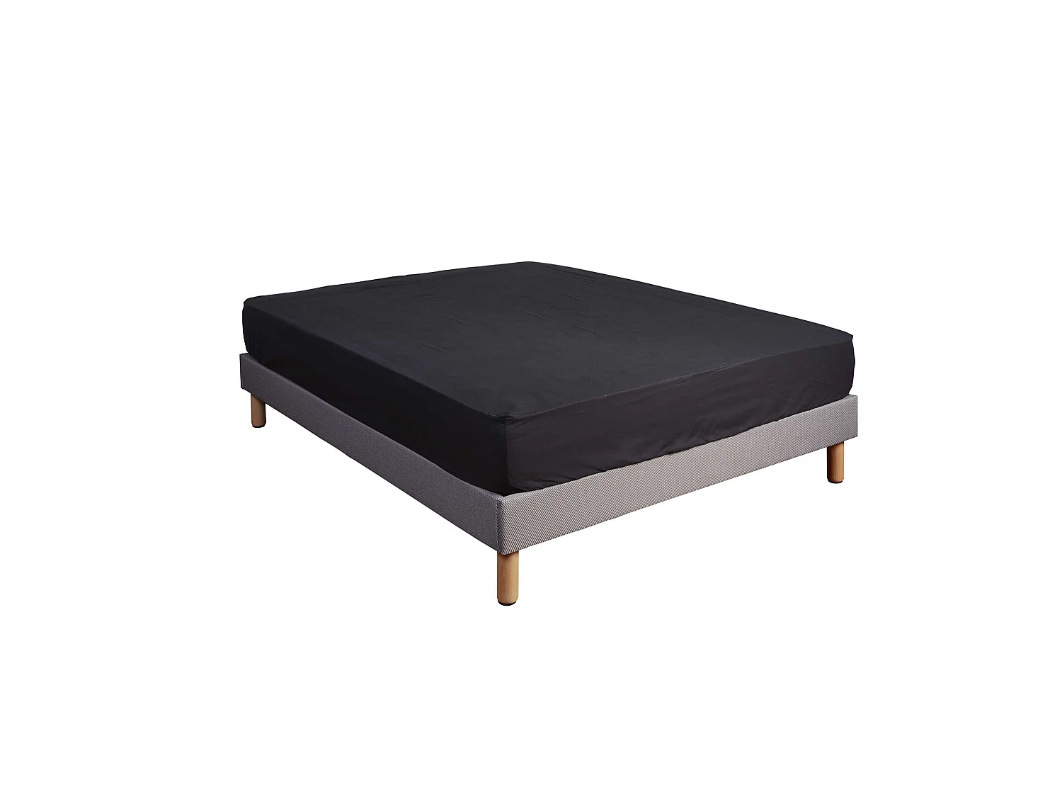 Drap housse 100% coton noir - bonnet 27 cm 160x190