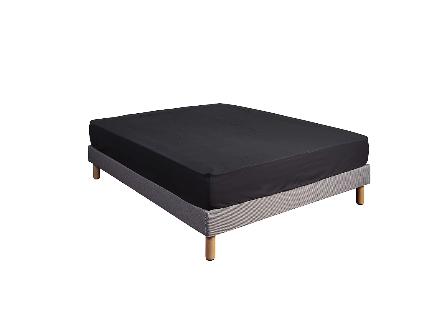 Drap housse 100% coton noir - bonnet 30 cm 160x190