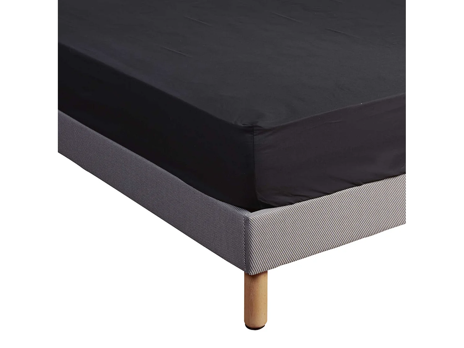 Drap housse 100% coton noir - bonnet 30 cm 160x190