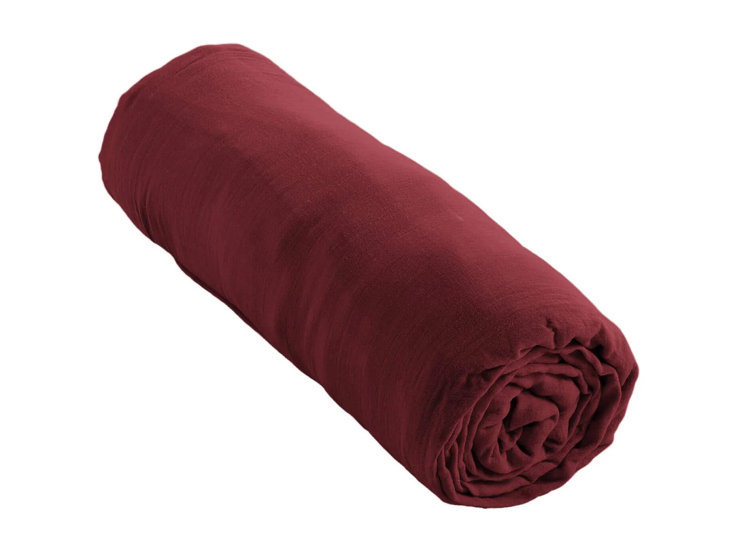 Drap housse double gaze de coton bordeaux 180x200 cm