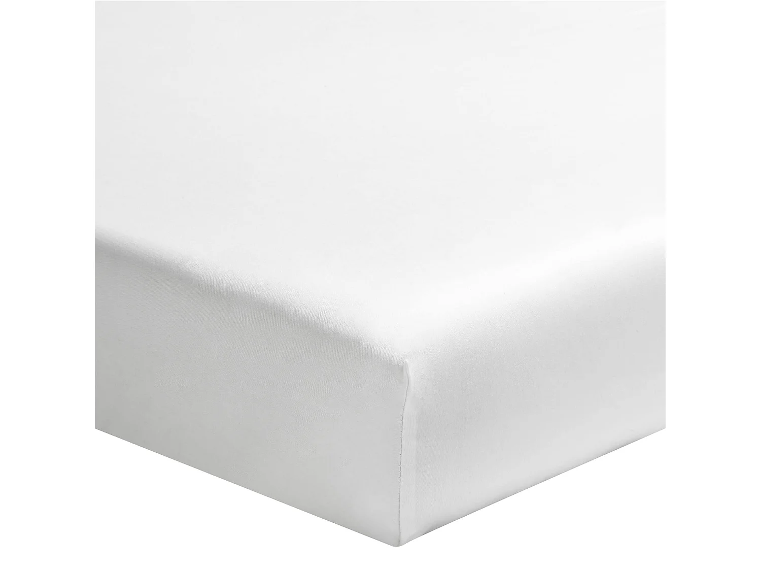 Drap housse blanc 100% satin de coton bonnet 30 cm 180x200 cm