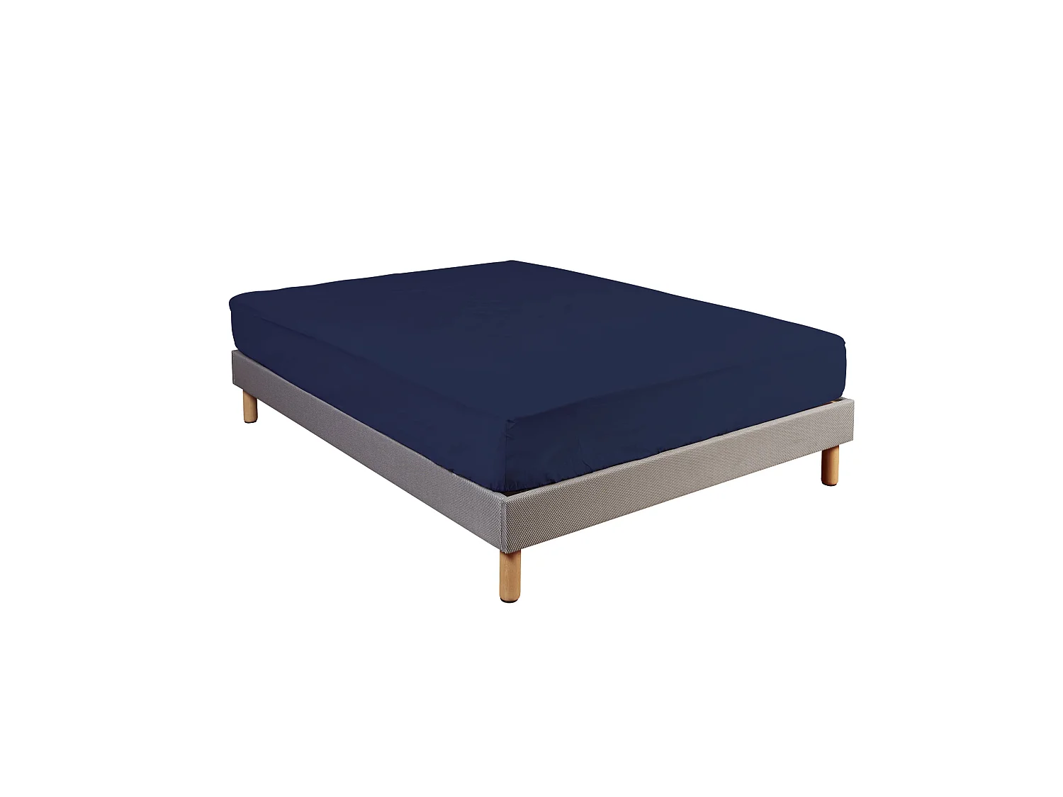 Drap housse 100% coton bleu marine - bonnet 27 cm 160x200