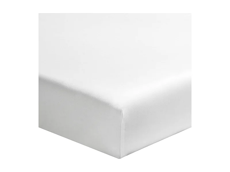 Drap housse blanc bonnet 30 cm 100% coton 90x190