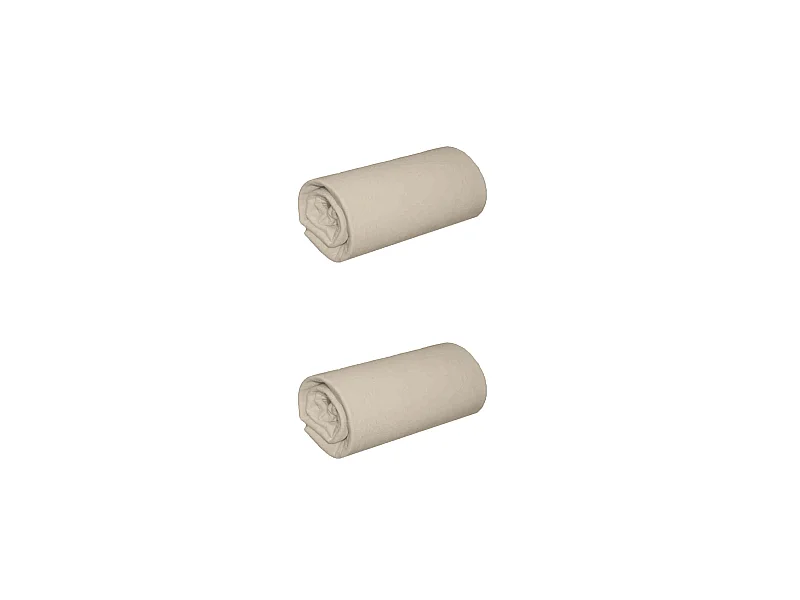 Lot de 2 draps housses jersey beige bonnet 30 cm 100% coton biologique 200x200