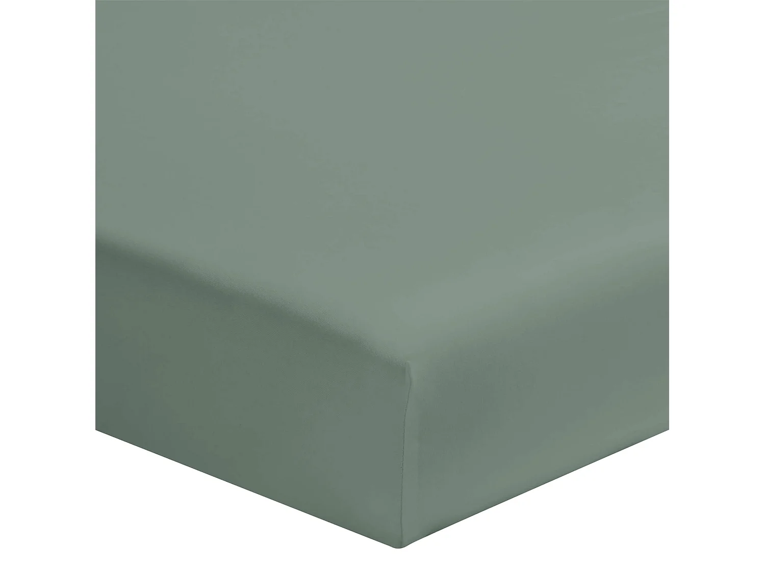 Drap housse vert de gris 100% coton bonnet 30 cm 200x200 cm