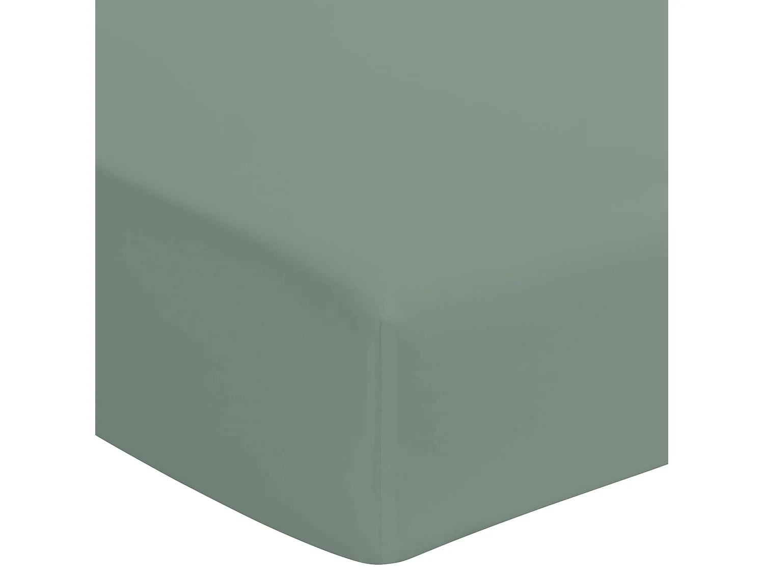 Drap housse vert de gris 100% coton bonnet 40 cm 140x200 cm