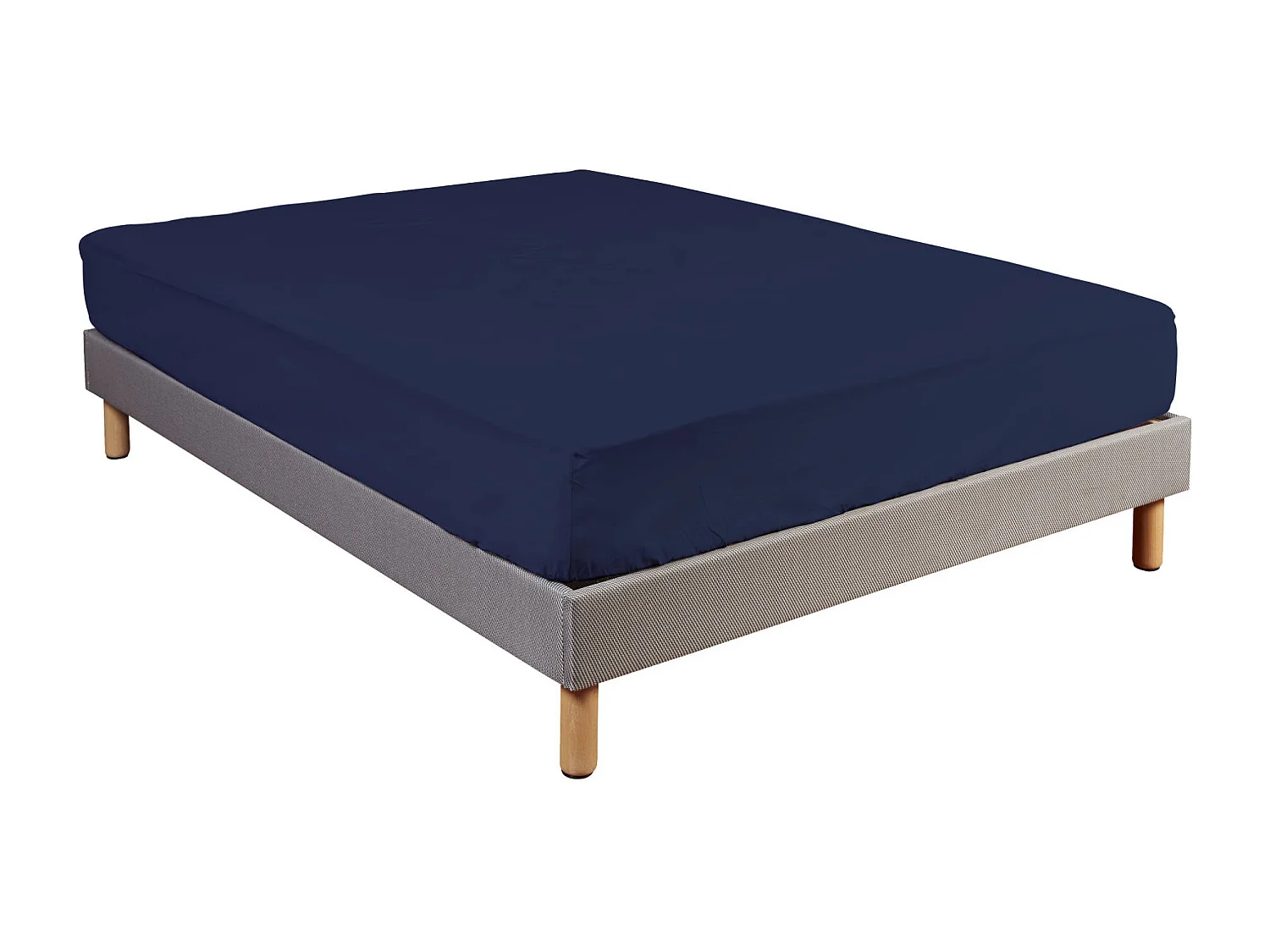 Drap housse 100% coton bleu marine - bonnet 27 cm 90x200