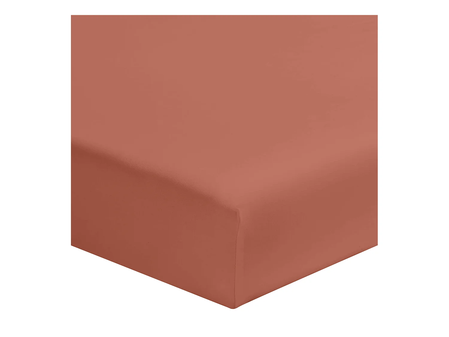 Drap housse terracotta 100% coton bonnet 30 cm 180x200 cm