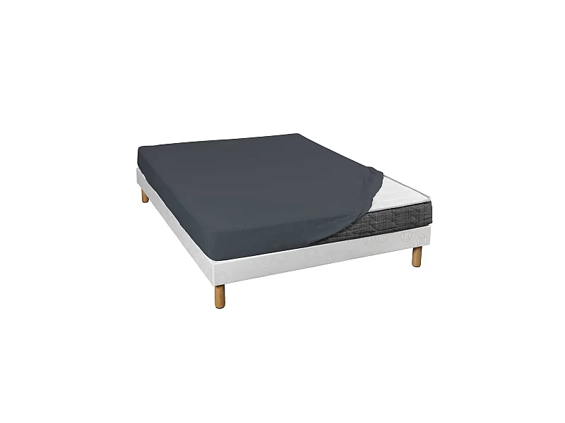 Drap housse jersey anthracite bonnet 30 cm 100% coton biologique 200x200