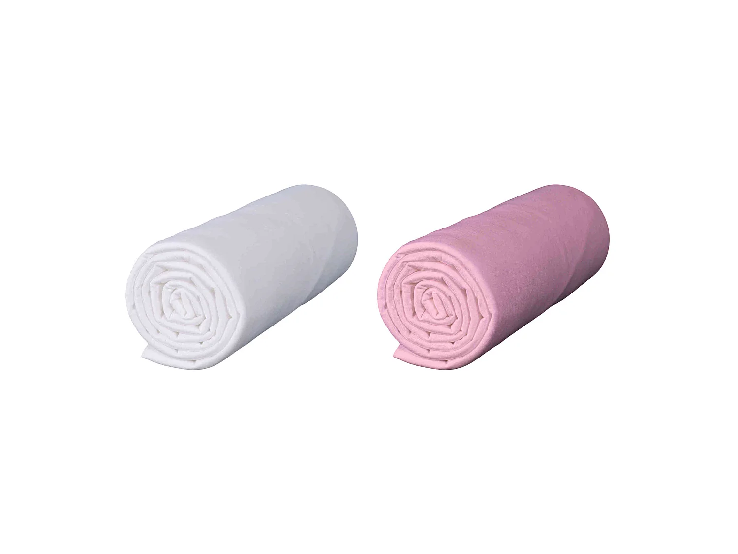 Lot de 2 draps housses bébé jersey bio blanc et rose 60x120 cm