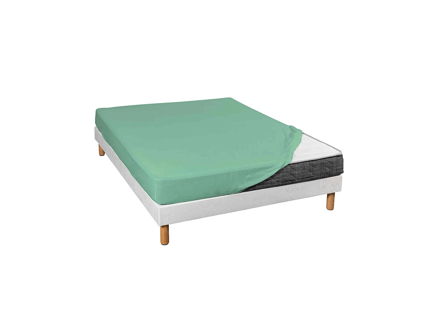 Drap housse jersey vert jade bonnet 30 cm 100% coton biologique 80x200