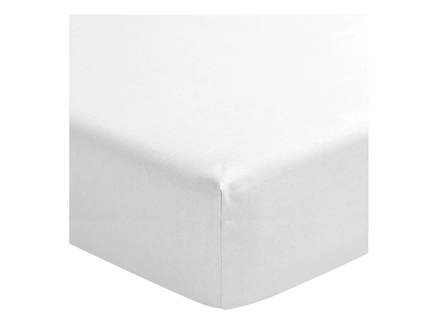 Drap housse blanc 100% lin bonnet 40 cm 140x190 cm