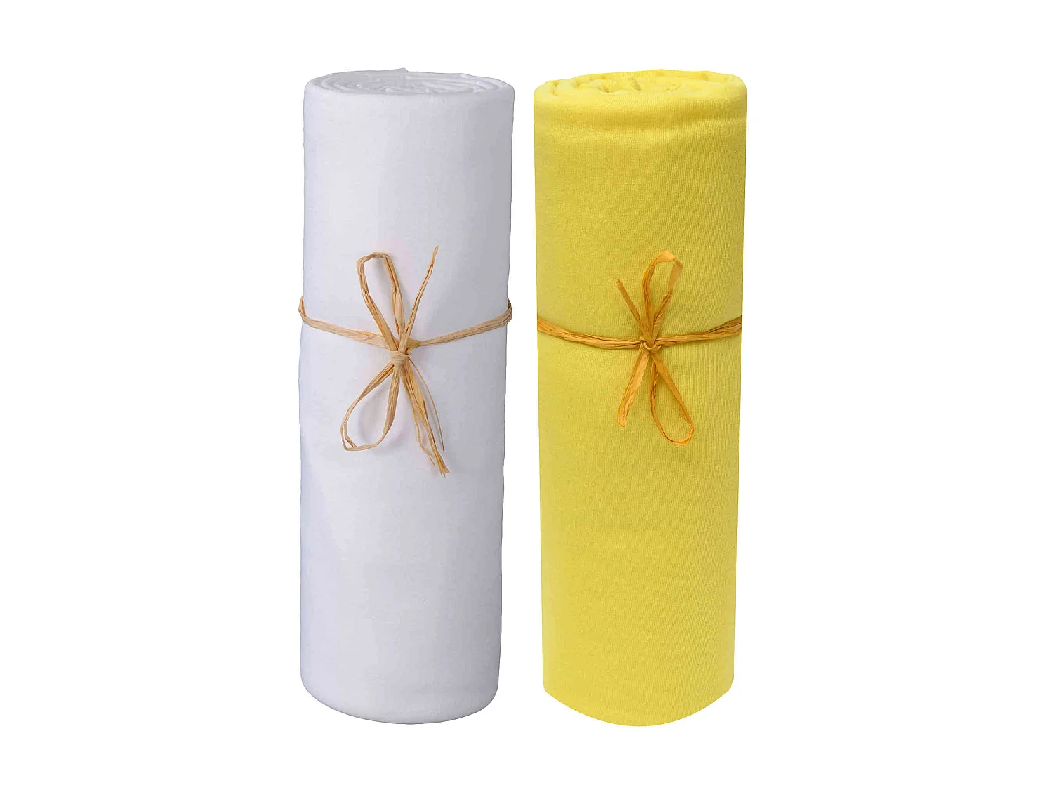 Lot de 2 draps housses bébé jersey bio blanc et jaune or 70x140