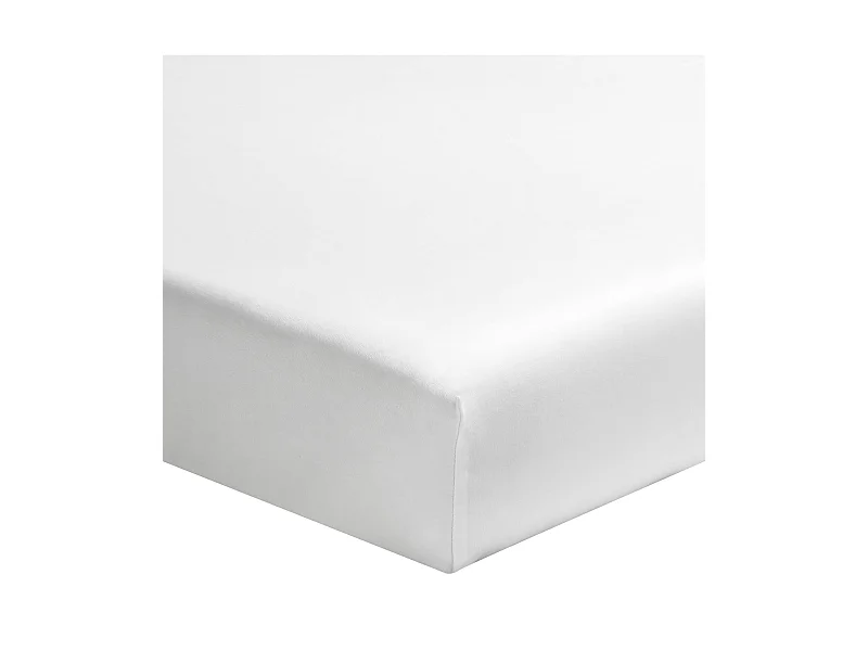 Drap housse blanc 100% satin de coton bonnet 30 cm 200x200 cm