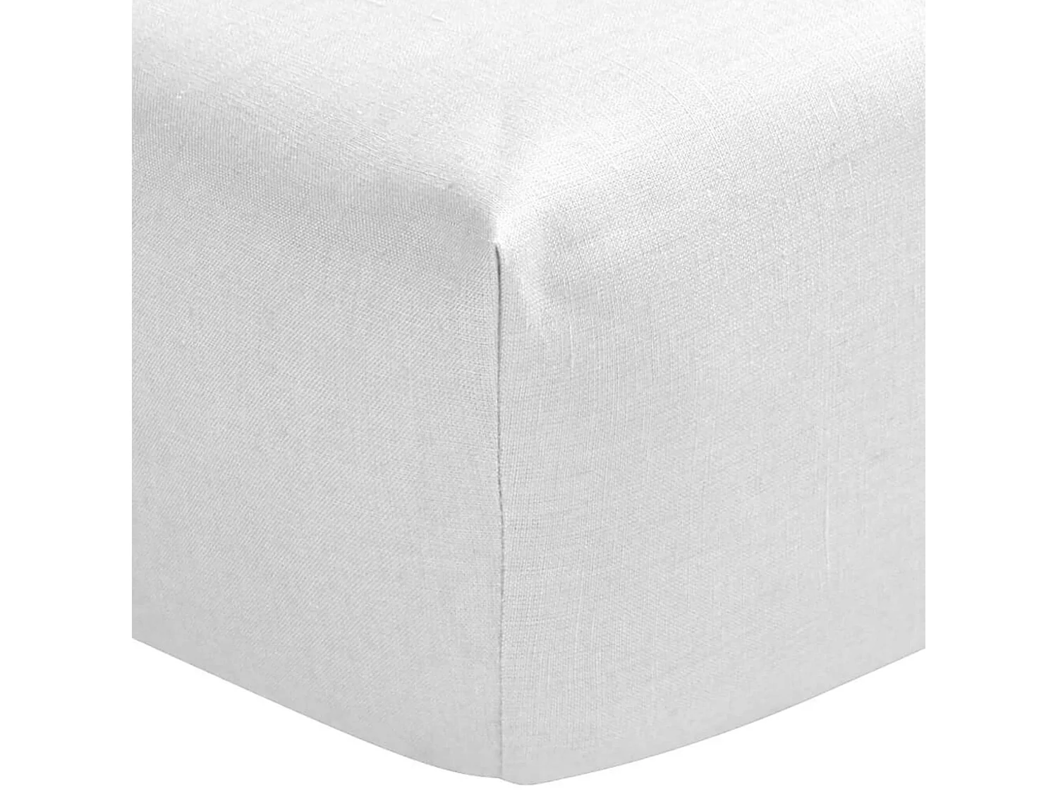 Drap housse blanc 100% lin bonnet 30 cm 160x200 cm