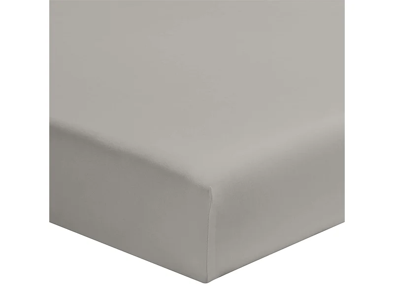 Drap housse gris mastic 100% coton bonnet 30 cm 180x200