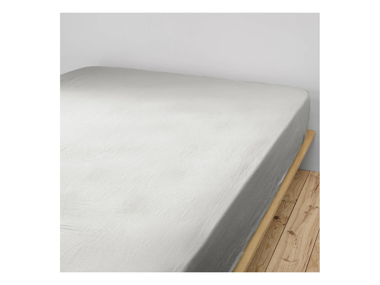 Drap housse double gaze de coton gris 90x190