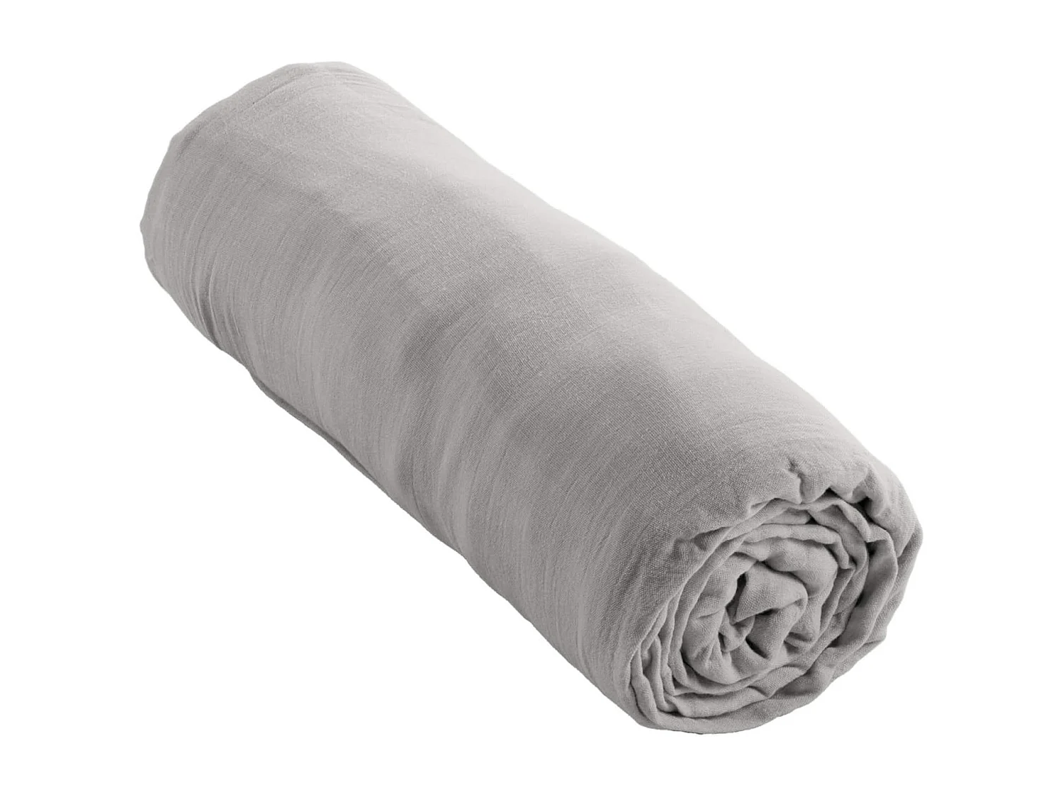 Drap housse double gaze de coton gris 90x190