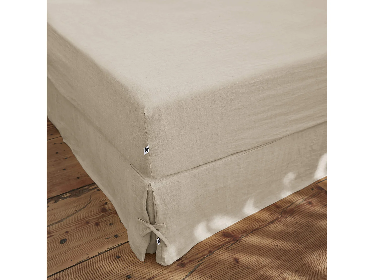 Drap housse lin lavé beige 140x190