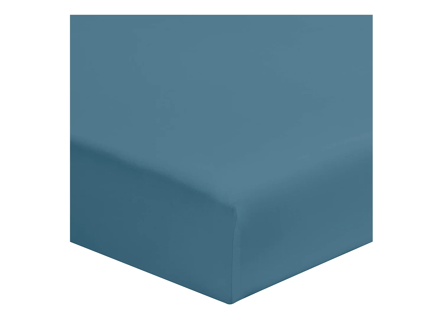 Drap housse bleu minéral 100% coton biologique bonnet 30 cm 140x190 cm