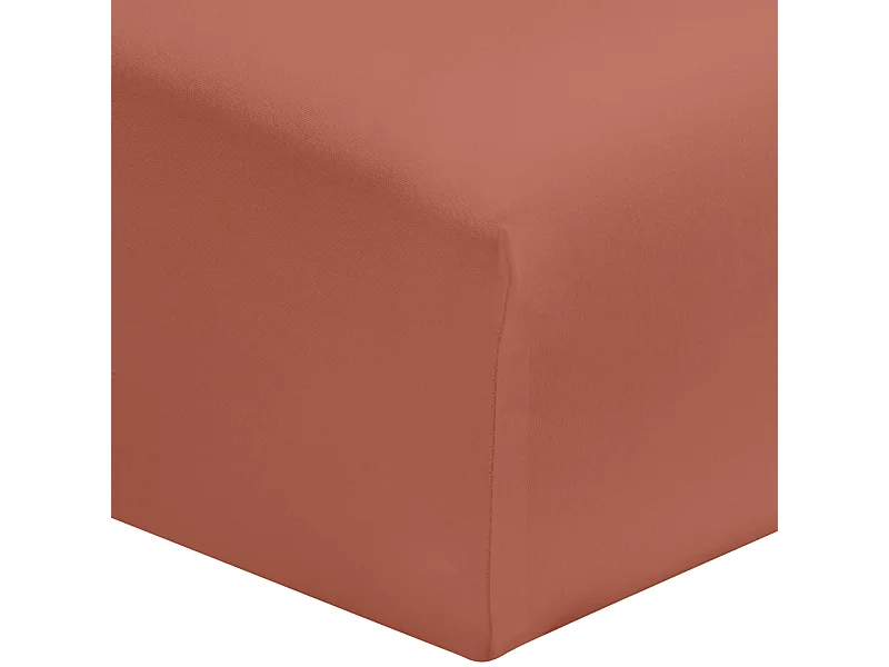 Drap housse terracotta 100% coton bonnet 40 cm 140x200 cm