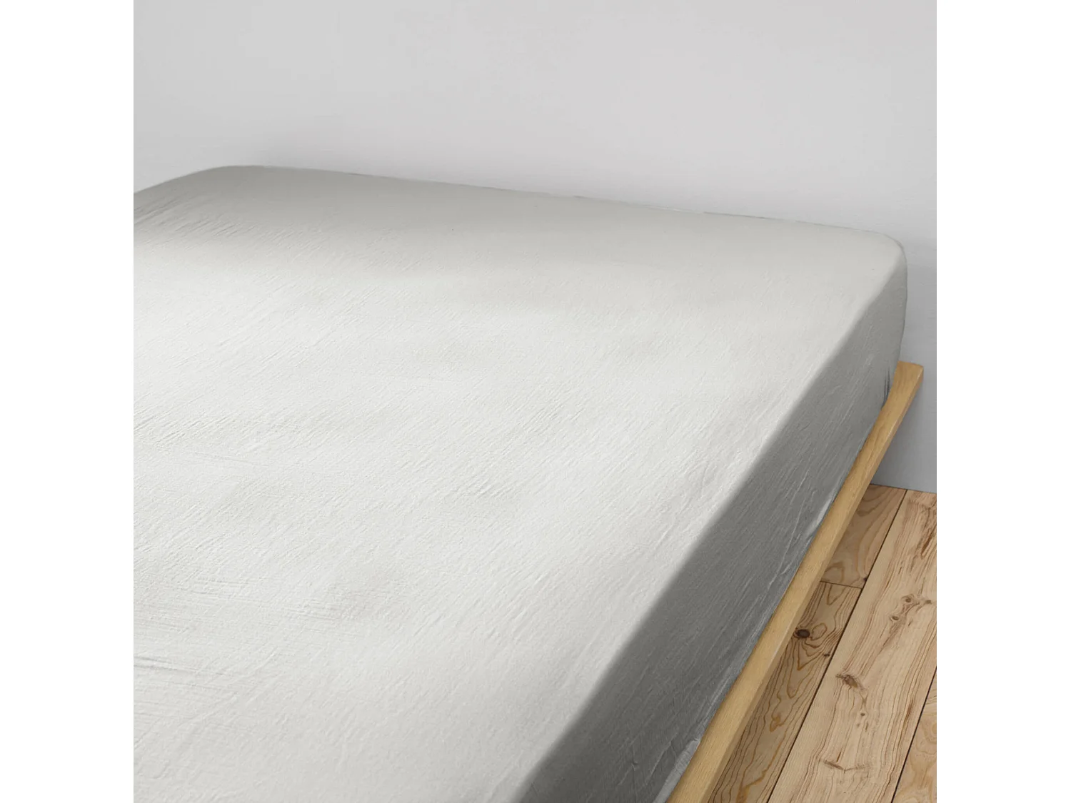 Drap housse double gaze de coton gris 160x200 cm