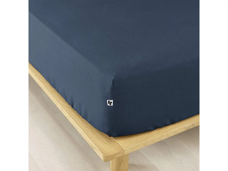 Drap housse flanelle marine 180x200 cm