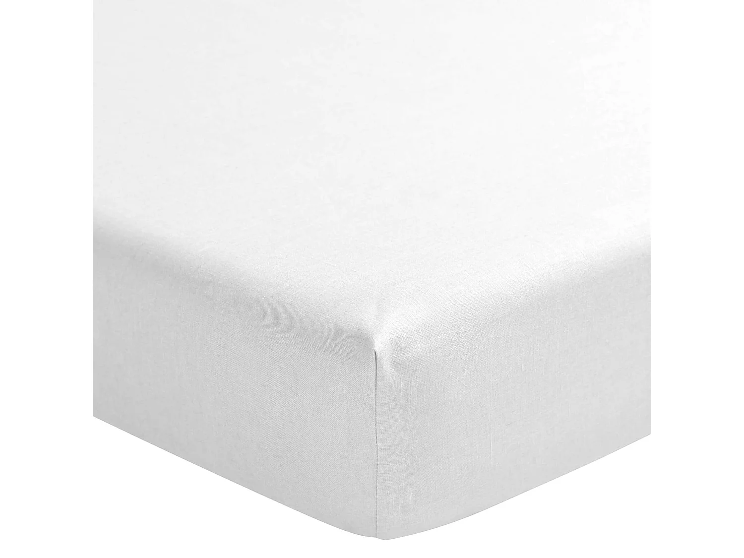 Drap housse blanc 100% lin bonnet 30 cm 200x200 cm