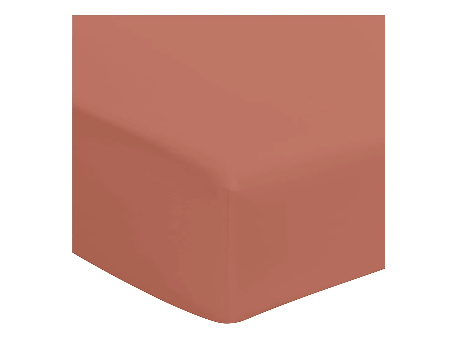Drap housse terracotta 100% coton bonnet 40 cm 160x200 cm