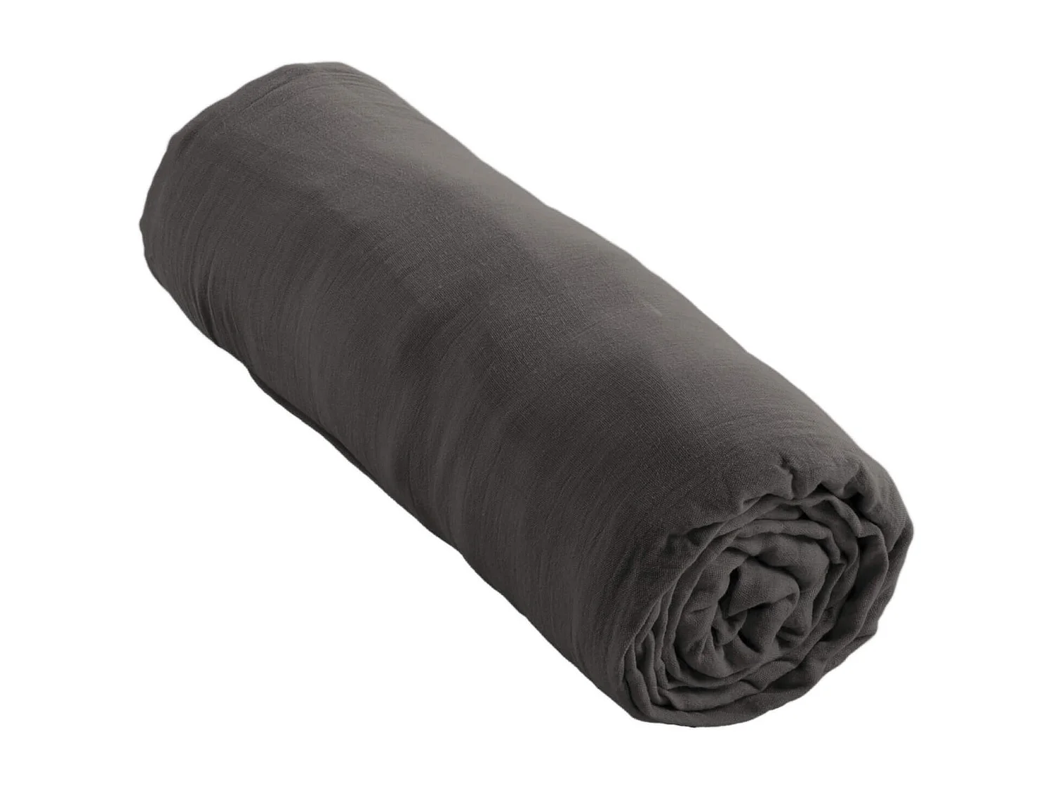 Drap housse double gaze de coton gris anthracite 90x190