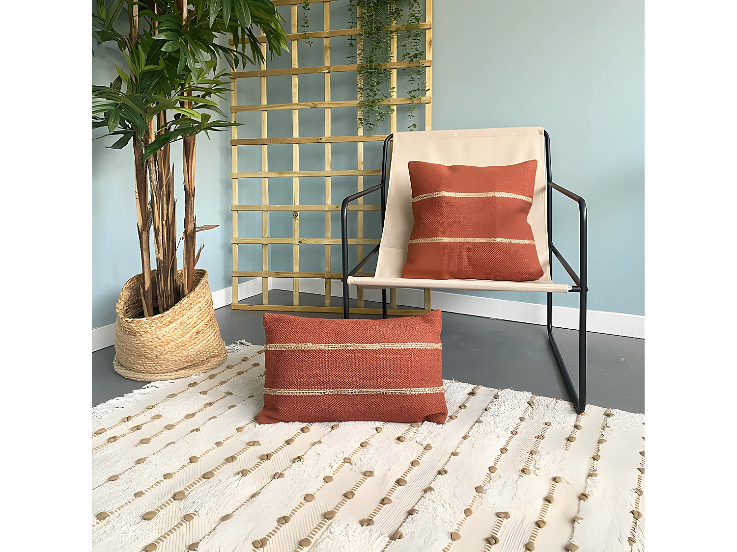 Katoenen kussenhoes met jute Tasunka 30x50 Rood