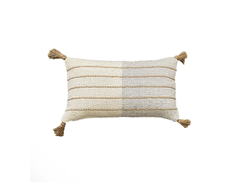 Katoenen kussenhoes met jute Aqu 30x50 Blauw