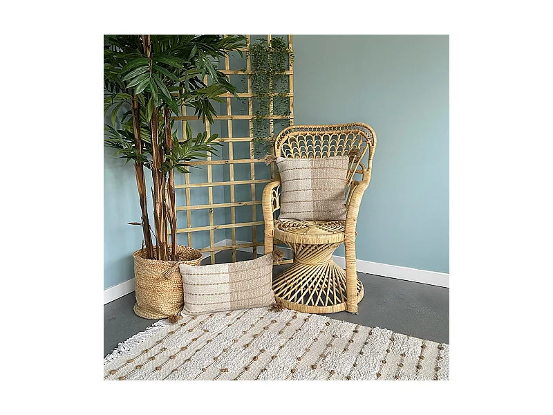 Katoenen kussenhoes met jute Aqu 30x50 Bruin