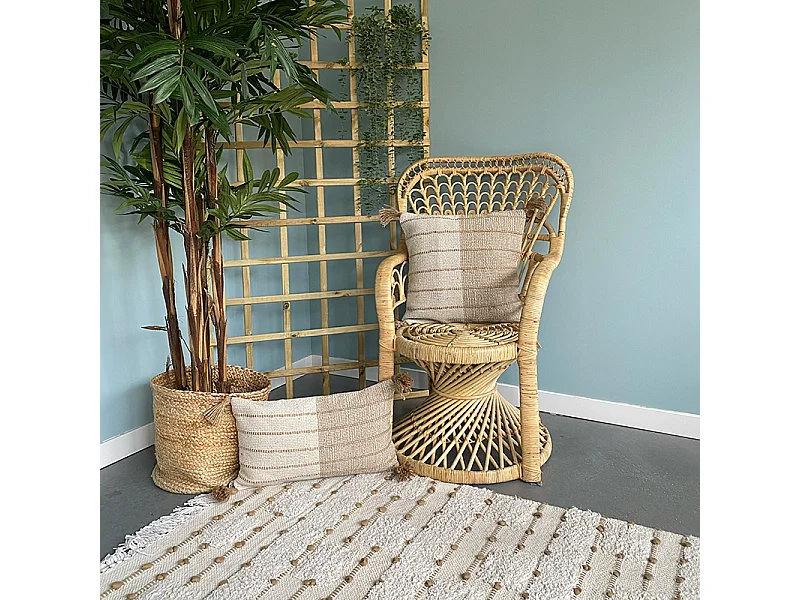 Katoenen kussenhoes met jute Aqu 30x50 Bruin