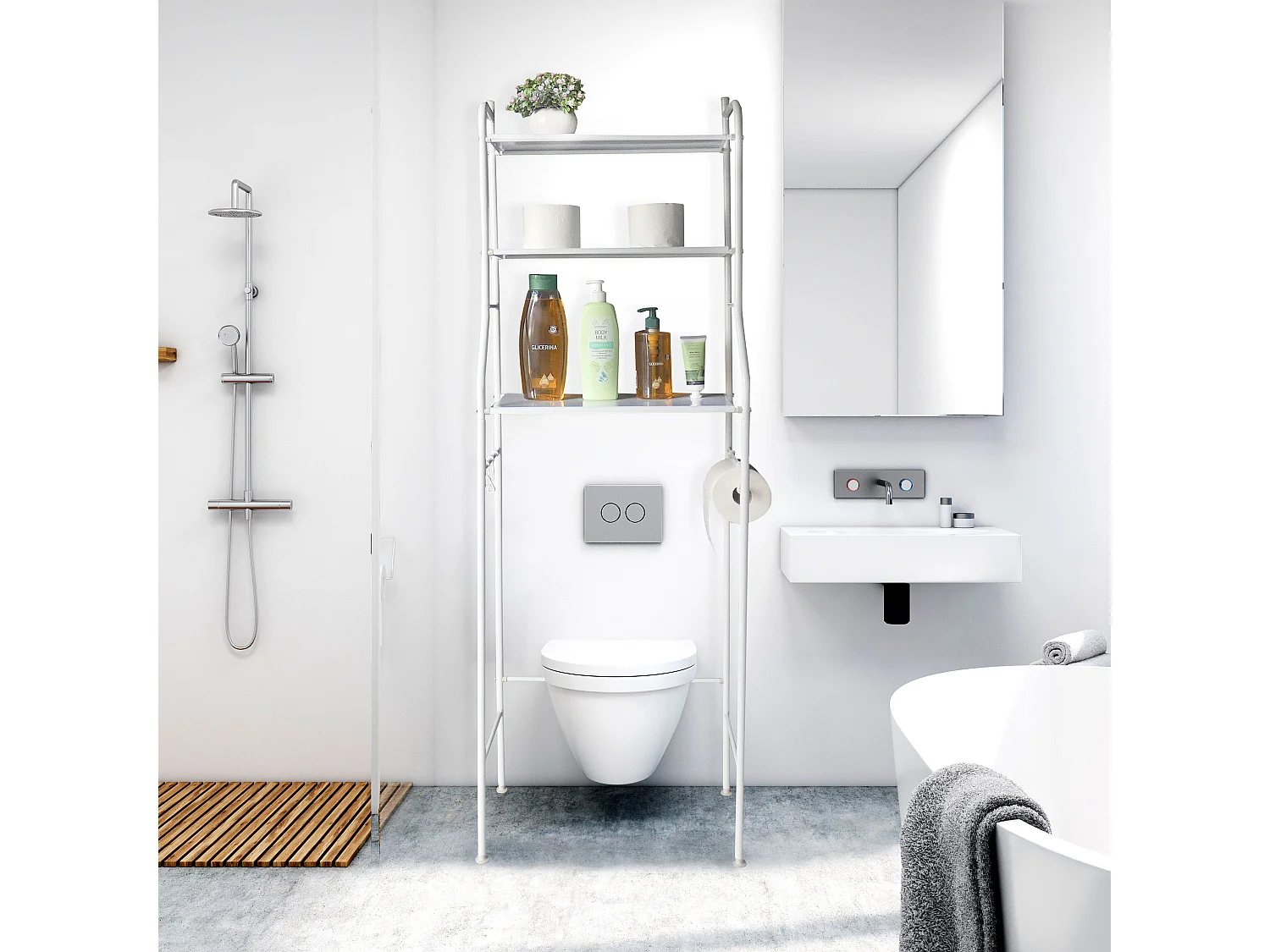 Mensola bagno sopra wc 3 altezze Bianco Nyana Home