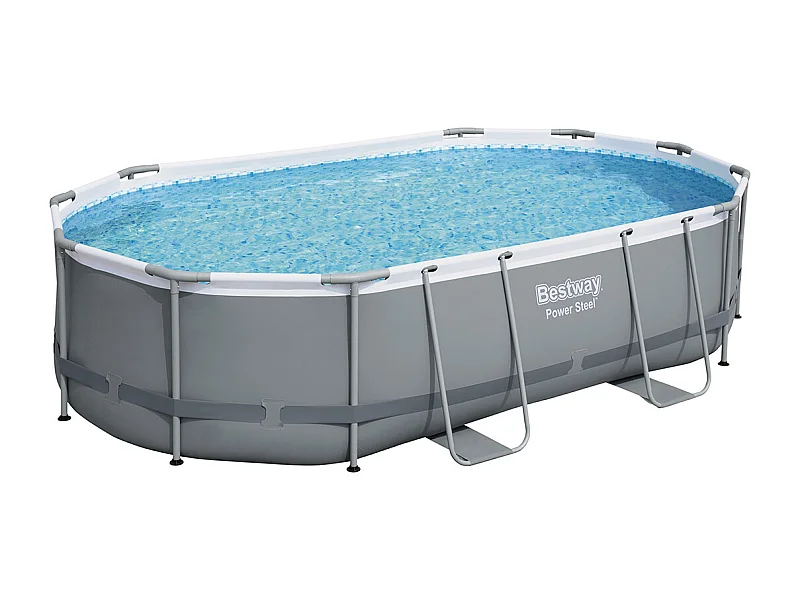 Piscina Desmontable Tubular Bestway Power Steel Oval 488x305x107 cm con Depuradora Cartucho 3.028 L/H con Cobertor y Escalera