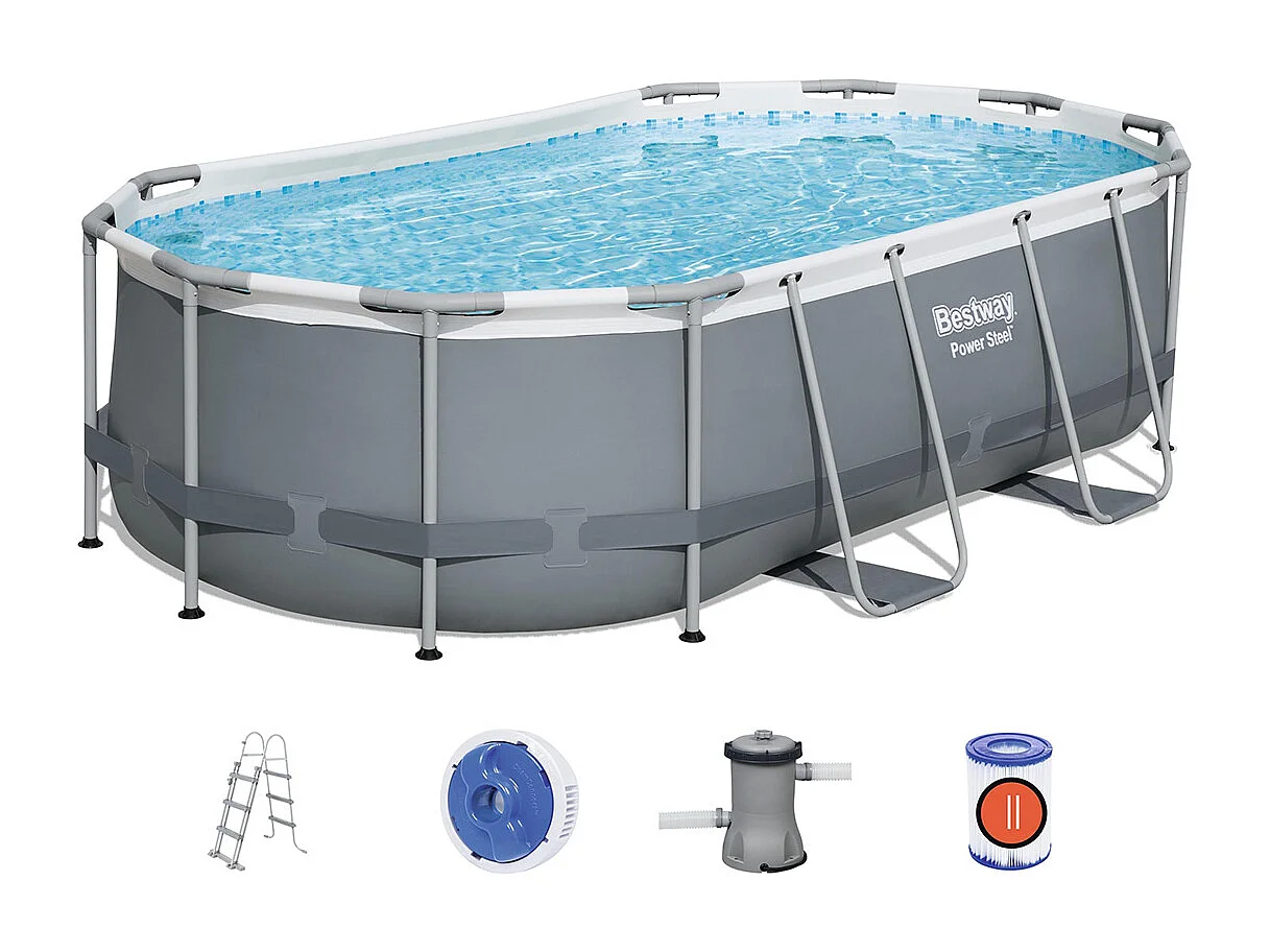 Piscine tubulaire Power Steel ovale 4,27 x 2,50 x 1,00 m - Bestway
