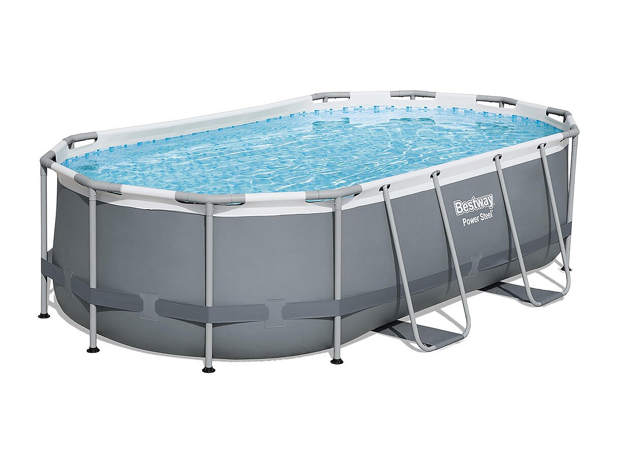 Piscina Desmontable Tubular Bestway Power Steel Oval 427x250x100 cm con Depuradora Cartucho 2.006 L/H