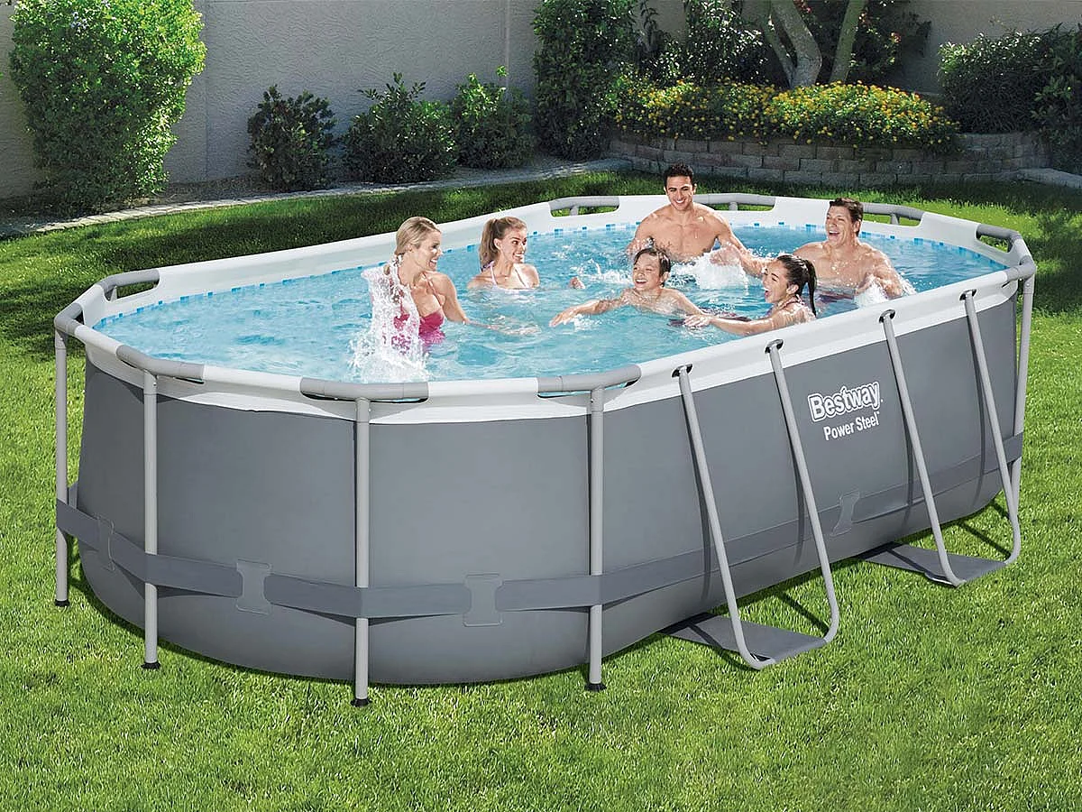 Piscina Desmontable Tubular Bestway Power Steel Oval 427x250x100 cm con Depuradora Cartucho 2.006 L/H