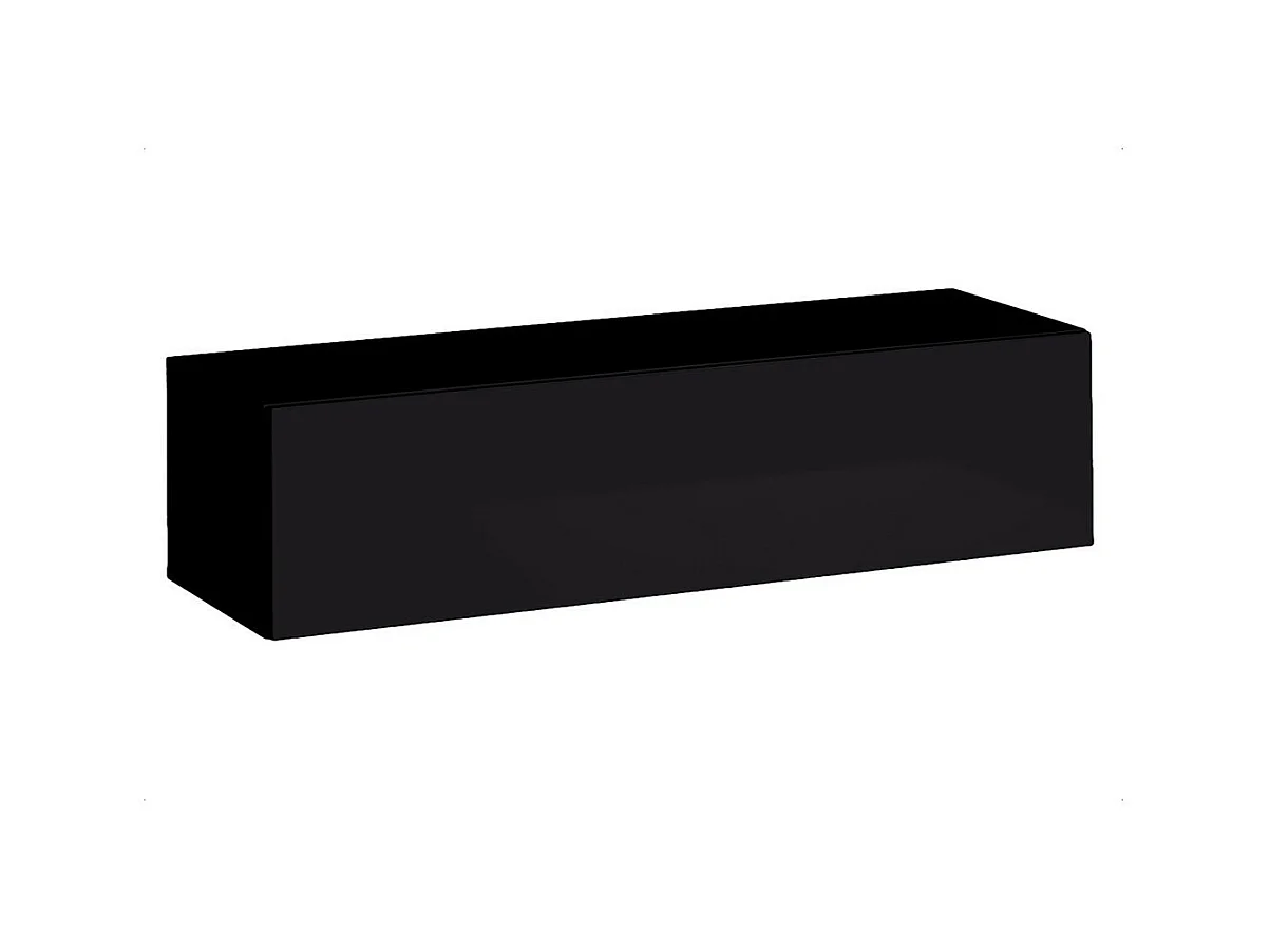 Meuble TV suspendu 120cm coloris noir collection SWITCH. Finitions brillantes.